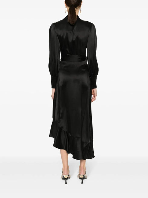 Silk Wrap Midi Dress